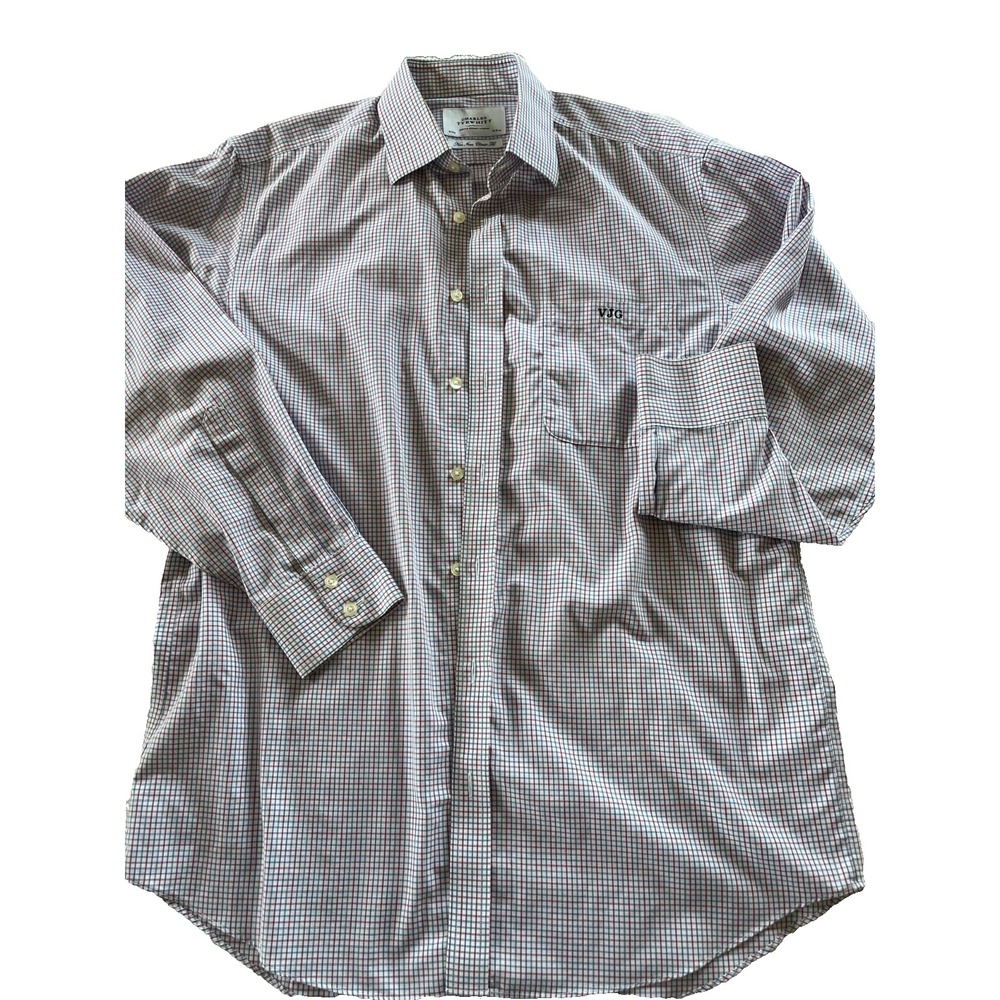 Charles Tyrwhitt Shirt‎ Mens Blue Check Button Up Long Sleeve
